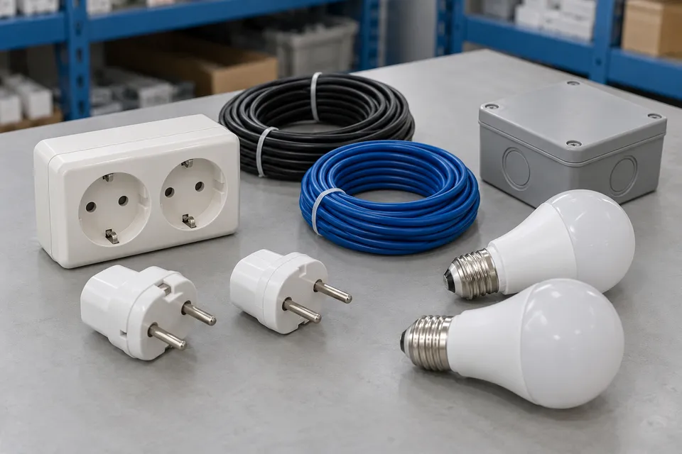 Kabel, sakelar, stopkontak, dan perlengkapan listrik